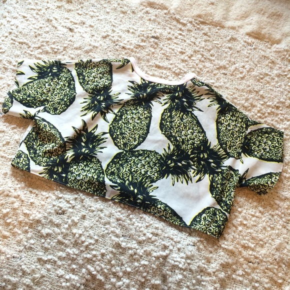 Zara Sheer Pineapple Crop Top Women's Small - Picture 4 of 4